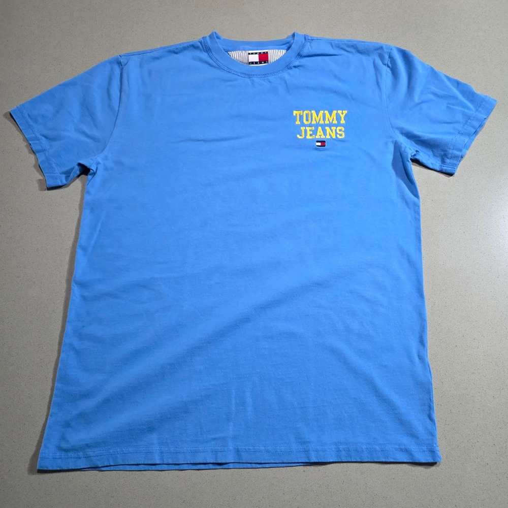 Tommy Jeans Mens Medium Light Blue Embroidered Logo Short Sleeve T-Shirt